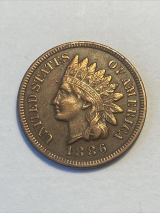 1886 Type 2 Indian Head Cent (xf Detail Cleaned) Old Antique Copper Penny
