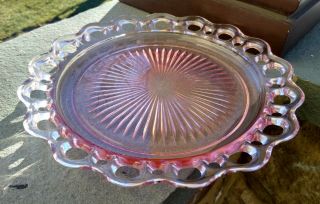 Hocking Glass Old Colony Open Lace Edge Pink Dinner Plate Depression Glass