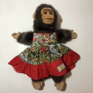 Adorable Full Body Monkey Rainforest Cafe Plush Stuffie With Graphic Dress