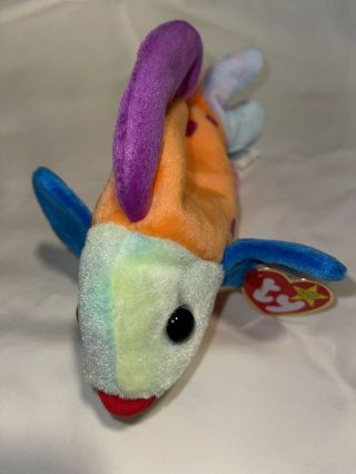 Ty Beanie Babies Extremely Rare: Lips The Fish Vibrant Coloring & Hologram Tag