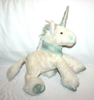 Commonwealth Unicorn White Turquoise 15 " Silver Horn Plush Stuffed Animal Toy