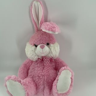 Dan Dee Collectors Choice Pink Easter Bunny Rabbit Polka Dot Ribbon 25 " Plush