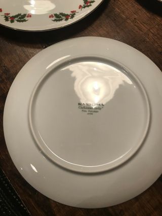 Fine Porcelain China Salad Plates By Kashima.  “christmas Holly”