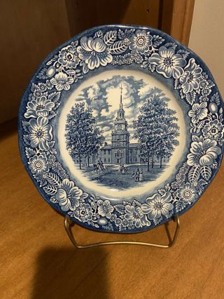 4 Liberty Blue Independence Hall 9 3/4 " Dinner Plates