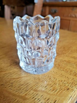 Vintage Fostoria American Pattern Clear Crystal Glass Toothpick Holder 2 1/4 "