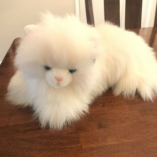 Vtg Chrisha Playful Plush White Long Hair Cat Blue Eyes 17” Stuffed Kitty 1988