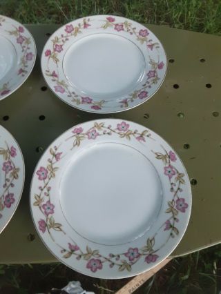 4 Plates Valmont China Briar Rose Japan 7 3/4 