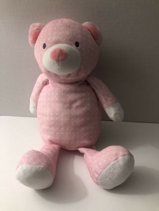 Manhattan Toy Company Plush Pink Teddy Bear White Polka Dots 13 " Baby Lovey Soft