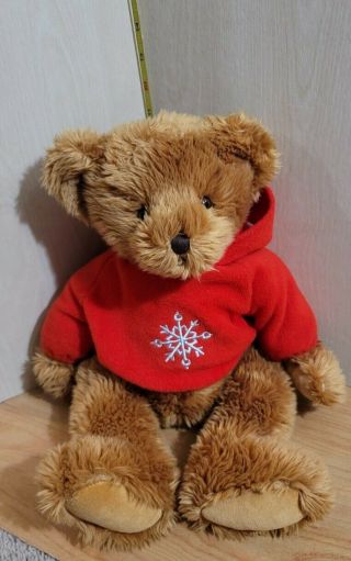 Vintage Russ Ritz Classic Brown Teddy Bear Plush Christmas Red Snowflake Sweater