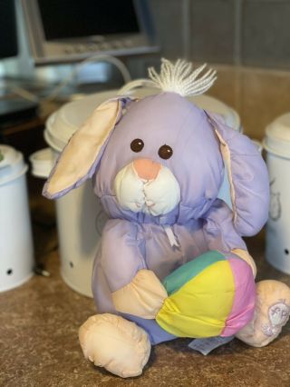 Vtg 1988 Fisher Price Puffalump Bunny Rabbit Egg Purple Pastel Colors Easter