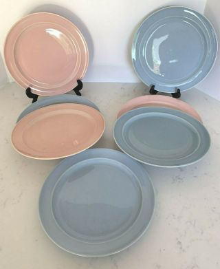 7 Vtg 9.  25 " Lu - Ray Pastels 3 Pink 4 Blue Plates Smith & Taylor T.  S.  &t Usa Ex