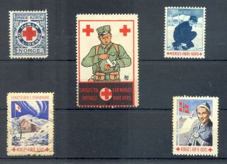 Norway 1930/502 Ca.  - 5 X Poster Stamp / Label = Red Cross = /  0 - F/ Vf - @188