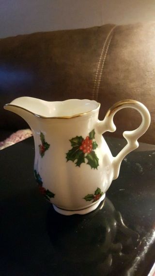 Vintage Lefton China Christmas Holly Creamer/pitcher 7940,  Japan