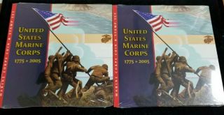 2005 Marine Corps 230th Anniversary Coin And Stamp Set - Bu Silver Dollar