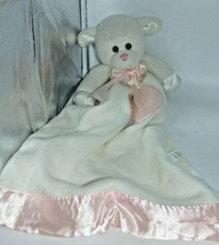 Dakin 23 " Pink Cream Bernhardt Bear Security Blanket Baby Satin Trim Lovey Plush