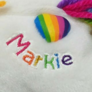 1998 Vtg Lisa Frank 8 " Markie The Unicorn Beanie Stuffed Plush Toy White Rainbow