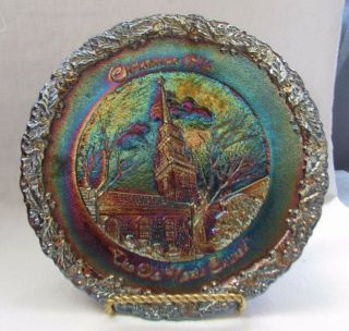 Fenton Carnival Red Glass 1976 Christmas Plate (the Old North Church