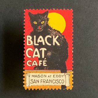 Poster Stamp Usa 1915 Black Cat Cafe San Francisco