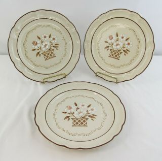 3 Stoneware By Hearthside Cumberland Dinner Plates,  Mayblossom Japan 10.  75 "