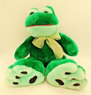Kellytoy Plush Frog Vintage Stuffed Animal Green 15 " Toy Tush Tag Cuddly Cute