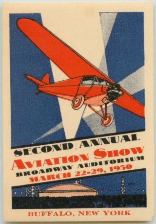 Aviation Show Buffalo - York Huge Art Deco Poster Stamp / Cinderella,  1930