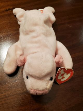 Ty Beanie Baby Squealer The Pig Rare 3rd Gen,  Version 4 Tag,  Pvc Pellets.