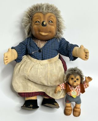 Vintage Steiff Mother & Boy Hedgehog Boy W/ Tag Rare