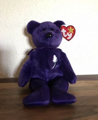 Beanie Baby Princess Diana 1st Edition Purple Bear - 1997 -