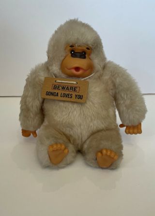Vintage 1977 Russ Gorilla Monkey Beware Gonga Loves You Thumb Sucking Plush