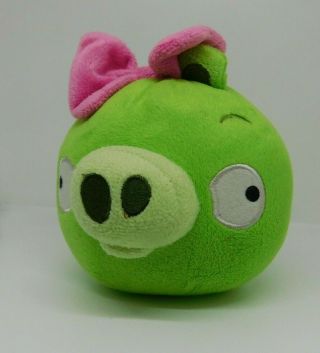 Angry Birds Small Green Pig Plush Pink Bow Bad Piggies 5 " No Sound Or Tag