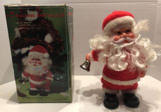 Vtg Battery Operated Walking Santa Claus Musical Animated Christmas Toy