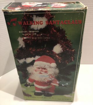 VTG Battery Operated WALKING SANTA CLAUS Musical Animated Christmas Toy 2