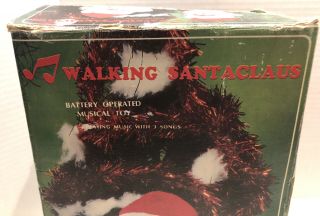 VTG Battery Operated WALKING SANTA CLAUS Musical Animated Christmas Toy 3