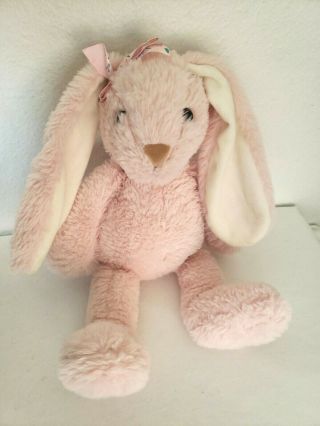 Dan Dee Pink Bunny Rabbit Plush Stuffed Animal Long Ears Flower Bow