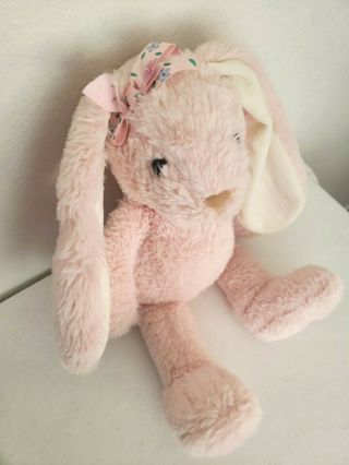 Dan Dee Pink Bunny Rabbit Plush Stuffed Animal Long Ears Flower Bow 2