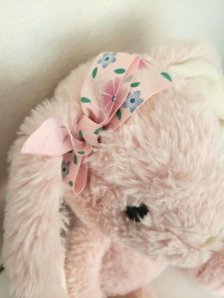 Dan Dee Pink Bunny Rabbit Plush Stuffed Animal Long Ears Flower Bow 3