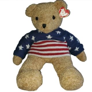 Ty Large Curly Bear Stars & Stripes Forever Plush Toy 24 " 1991