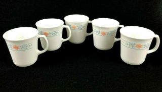 Set Of 5 Vintage Corning Apricot Grove Coffee Cups Mugs Corelle