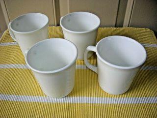 Set Of 4 Vintage Corning Usa White Coffee Mugs D Handle - M 