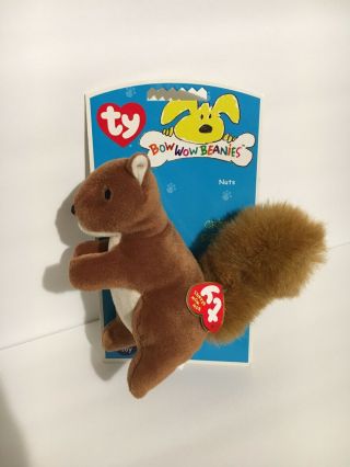 Ty Bow Wow Beanies Nuts The Squirrel (6 Inch) Crinkle/squeak Toy