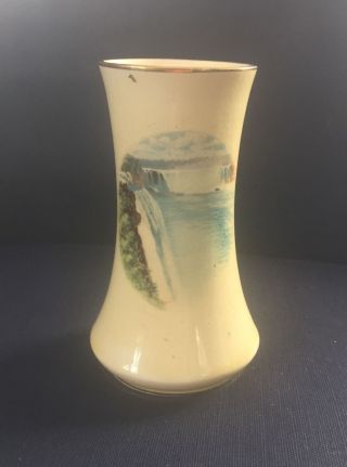 Vintage Royal Winton Grimwades Niagara Falls Souvenir Bud Vase 5” Gold Trim
