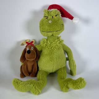 Dr.  Suess Grinch & Max Stole Christmas Plush Stuffed Animal Toy Friend 15”