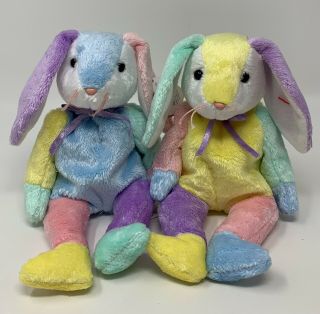 Ty Beanie Babies Dippy Bunny Rabbits Plush Stuffed Animal Toy 2002 Easter Soft
