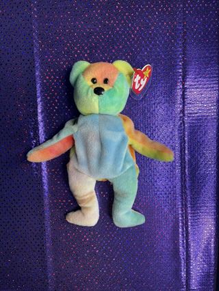 Retired - Ty Beanie Baby - Garcia - The Tie Dyed Bear - 1993 4th Generation