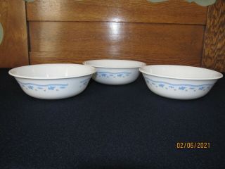 3 Corelle Corning Morning Blue Floral Soup Cereal Bowls
