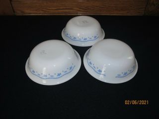 3 CORELLE CORNING MORNING BLUE FLORAL SOUP CEREAL BOWLS 3
