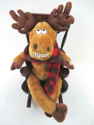 Vintage Dan Dee Dr.  Elmo Plush Toy Animated Christmas Moose Sings Rocks