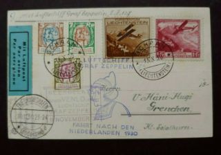 1930 Holland Fahrt Graf Zeppelin Postcard Liechtenstein Wk7.  24 $0.  99