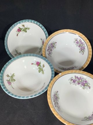 Vintage Yamatsu Made In Japan Lusterware Opalescent Floral Kitchen 7 " Bowls 4pc