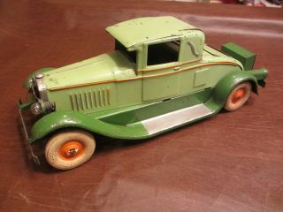 Pressed Steel 12.  5 " L 1929 Kingsbury Toys Coupe Wind Up Motor & Lights Toy Car